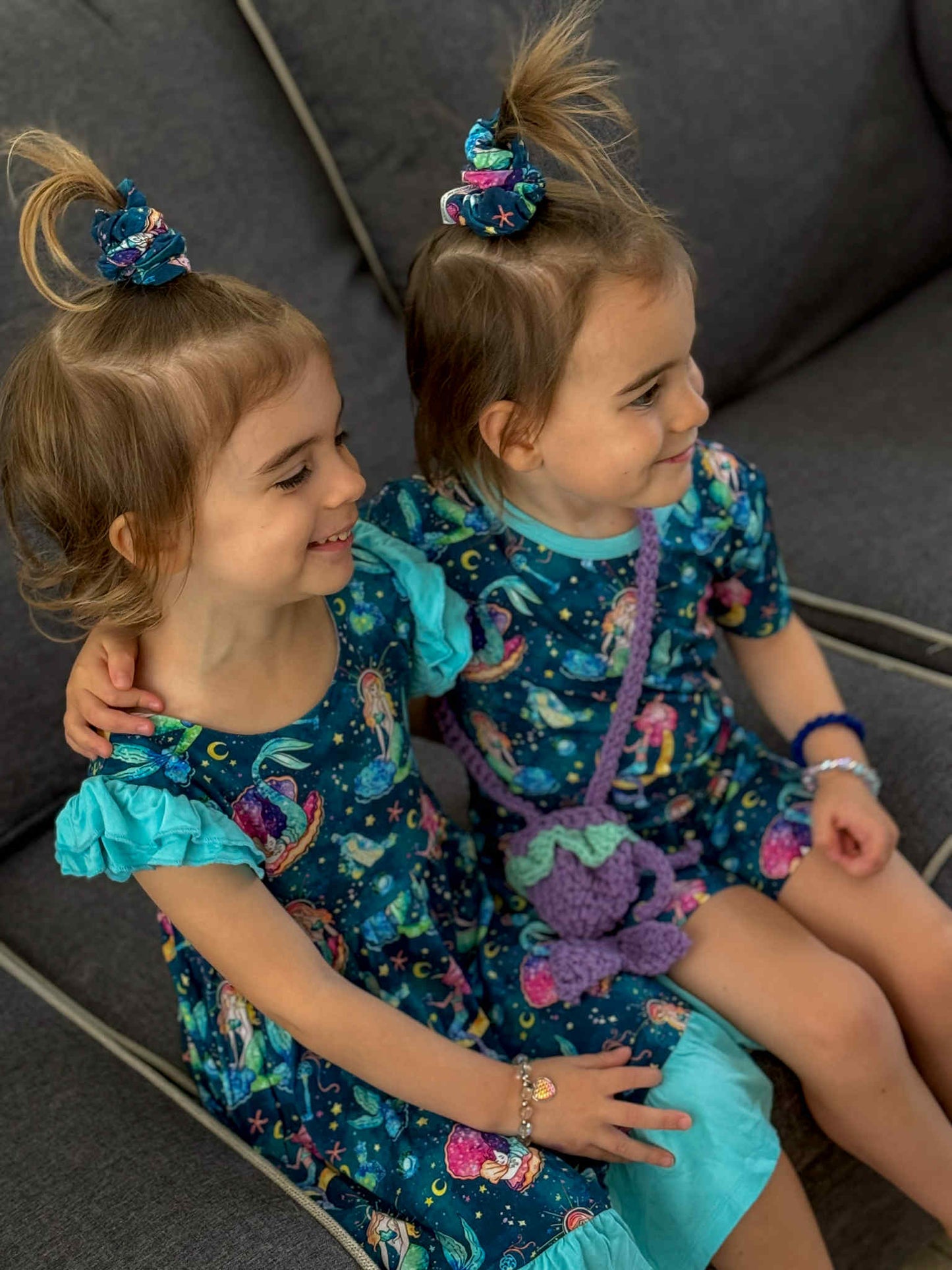 Mystical Mermaids Two-Piece Pajamas Short Sleeved and Shorts