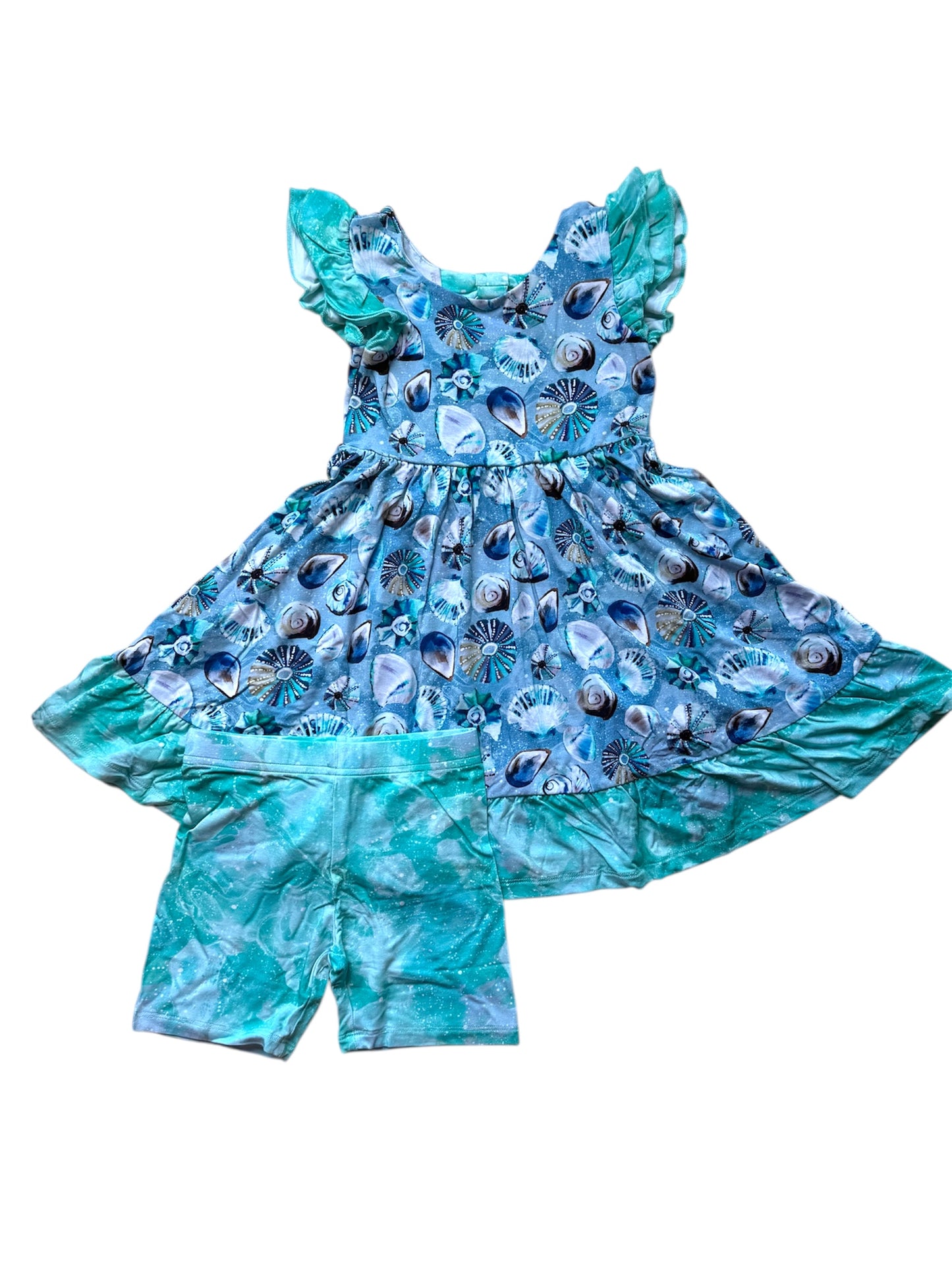 Shell Yeah Twirl with Bow Back and Biker Shorts Set