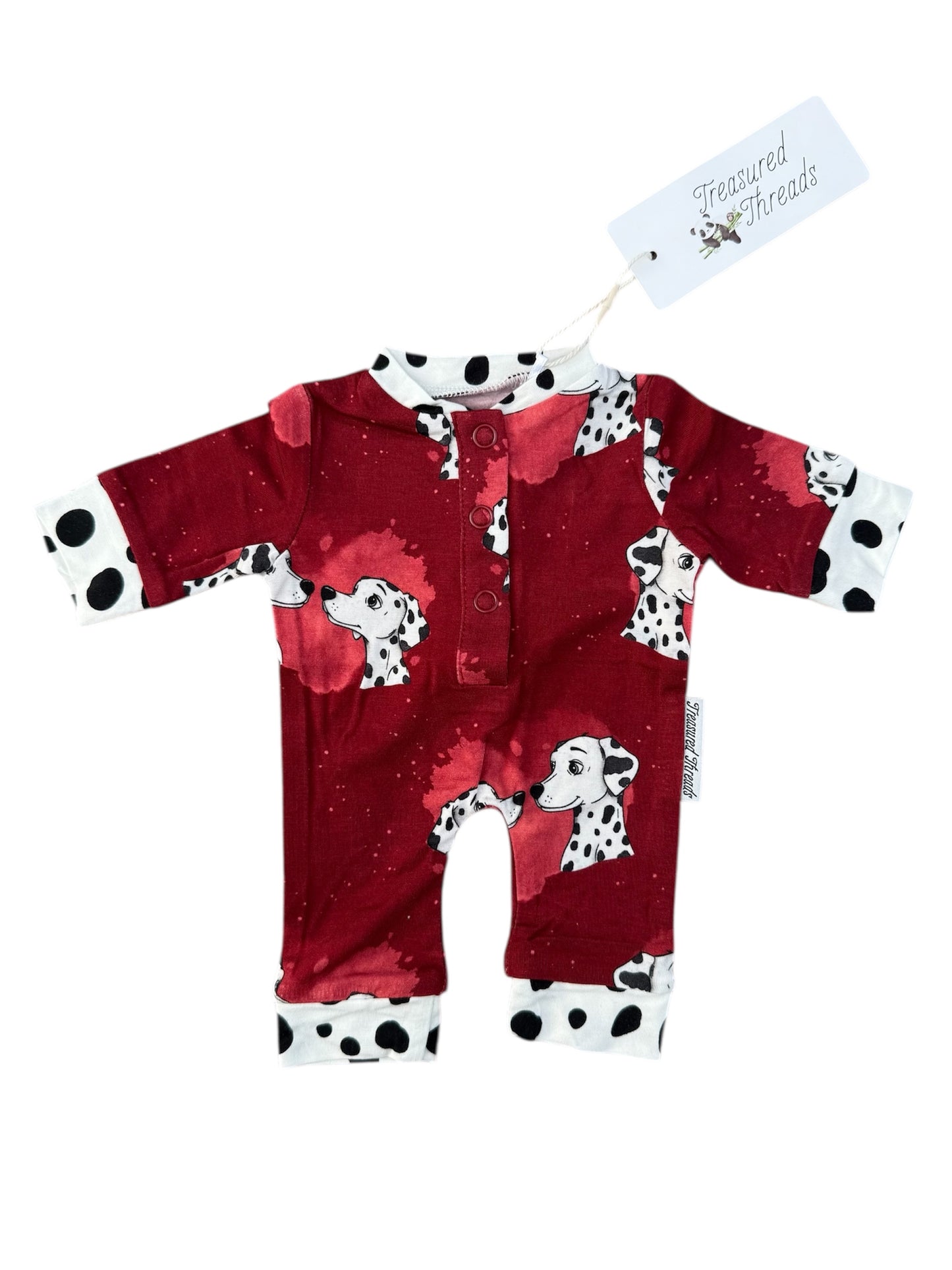 “Darling Dalmatians” Doll Romper
