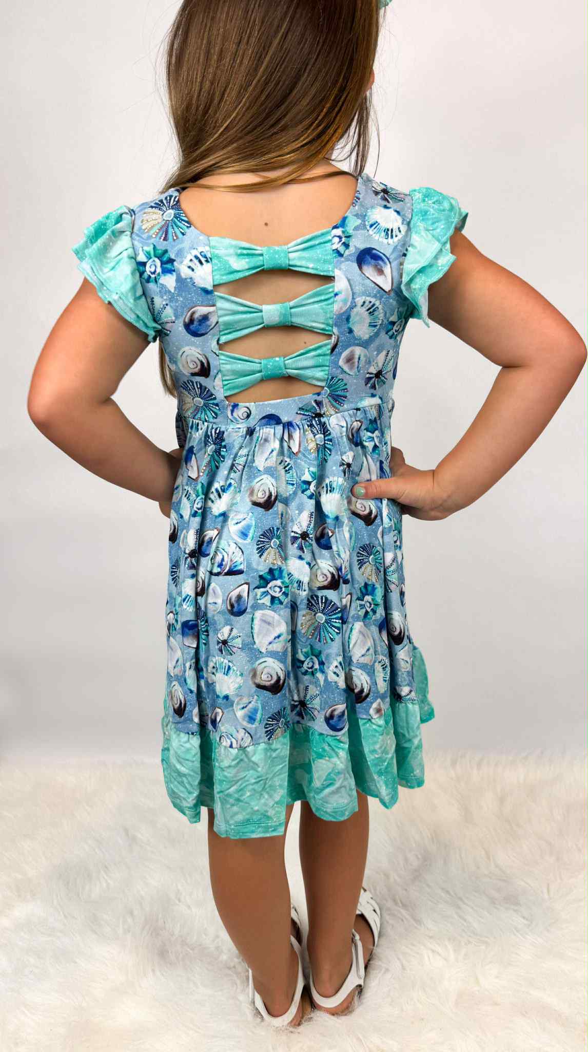 Shell Yeah Twirl with Bow Back and Biker Shorts Set