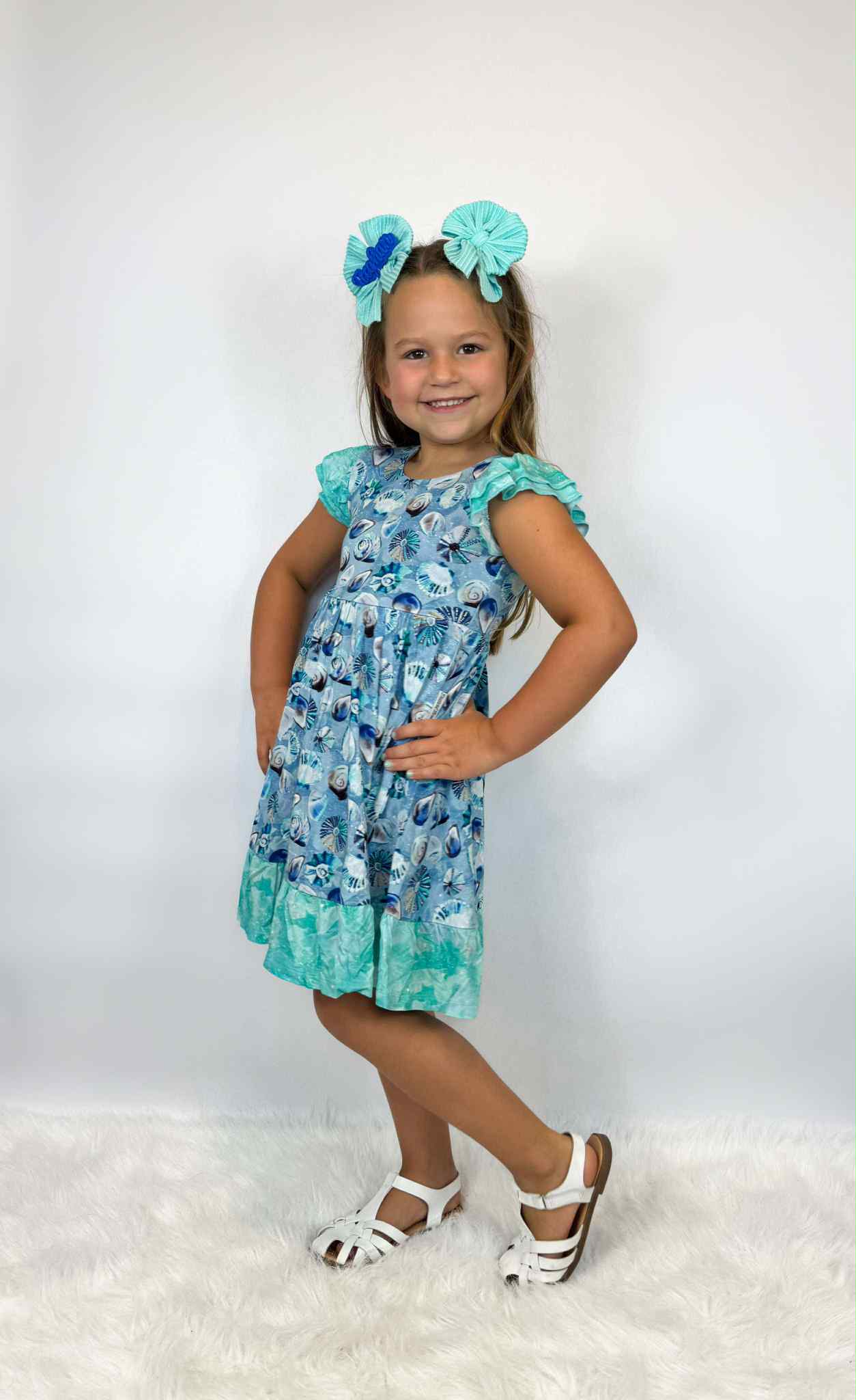 Shell Yeah Twirl with Bow Back and Biker Shorts Set