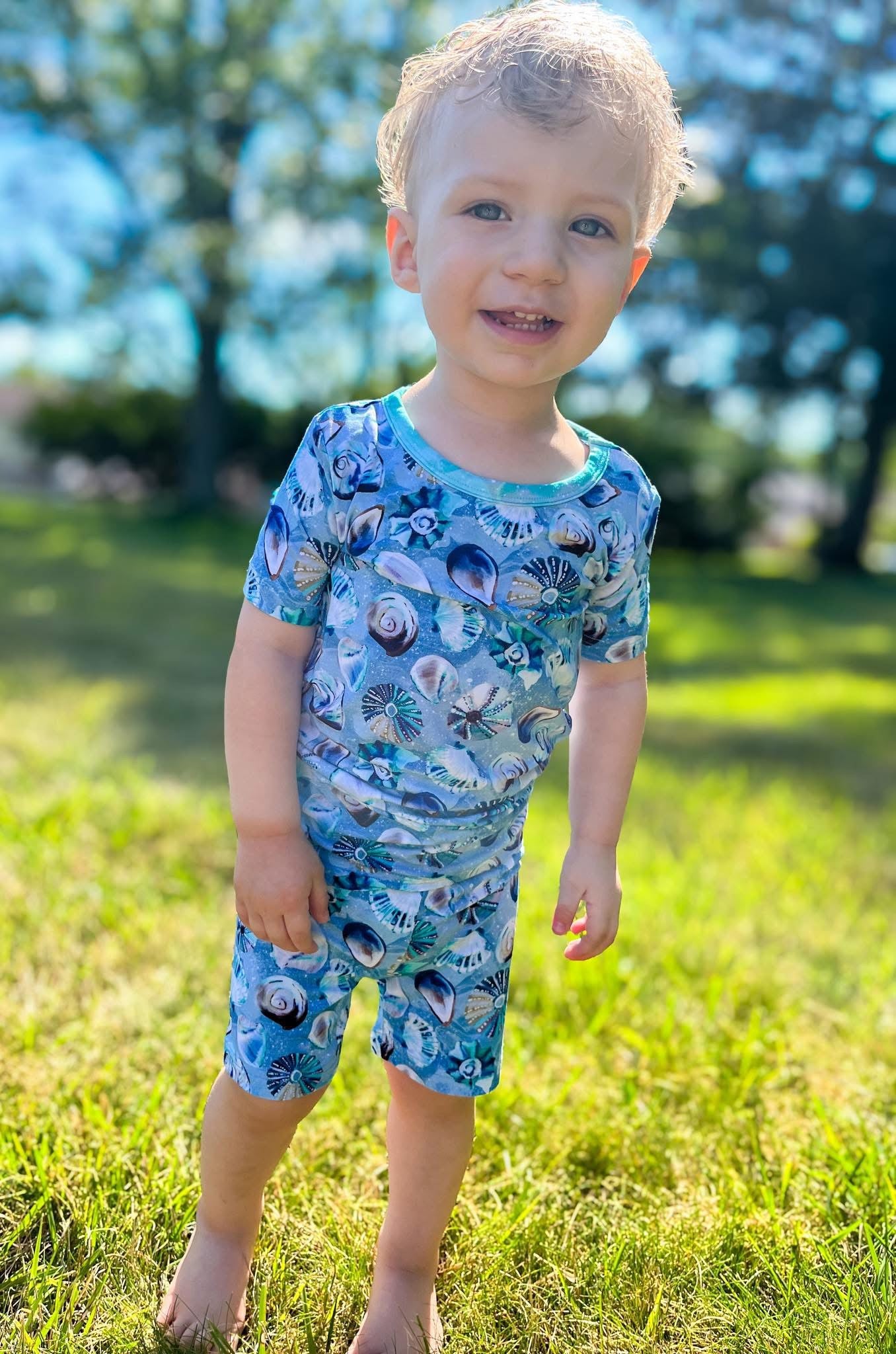 Shell Yeah Two-Piece Pajamas Short Sleeved and Shorts
