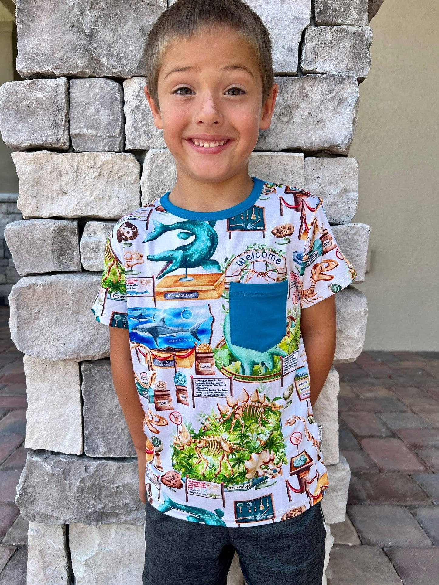 “Dinos at the Museum” Pocket T-Shirt