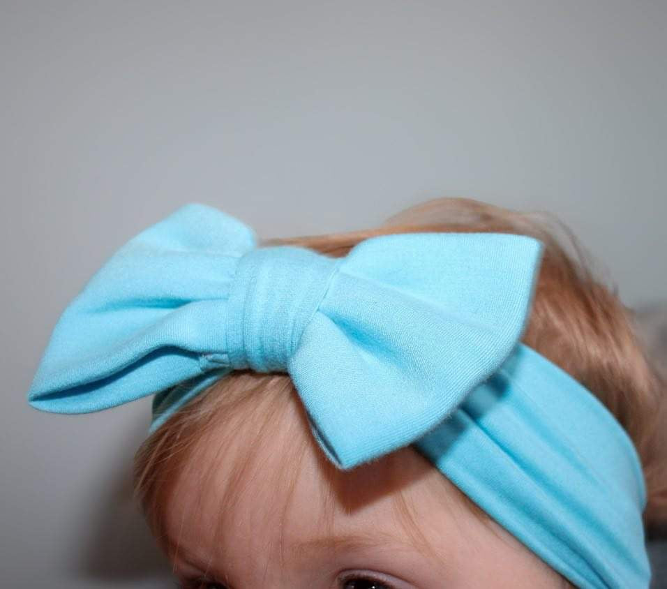 Blue Solid Bow Headwrap