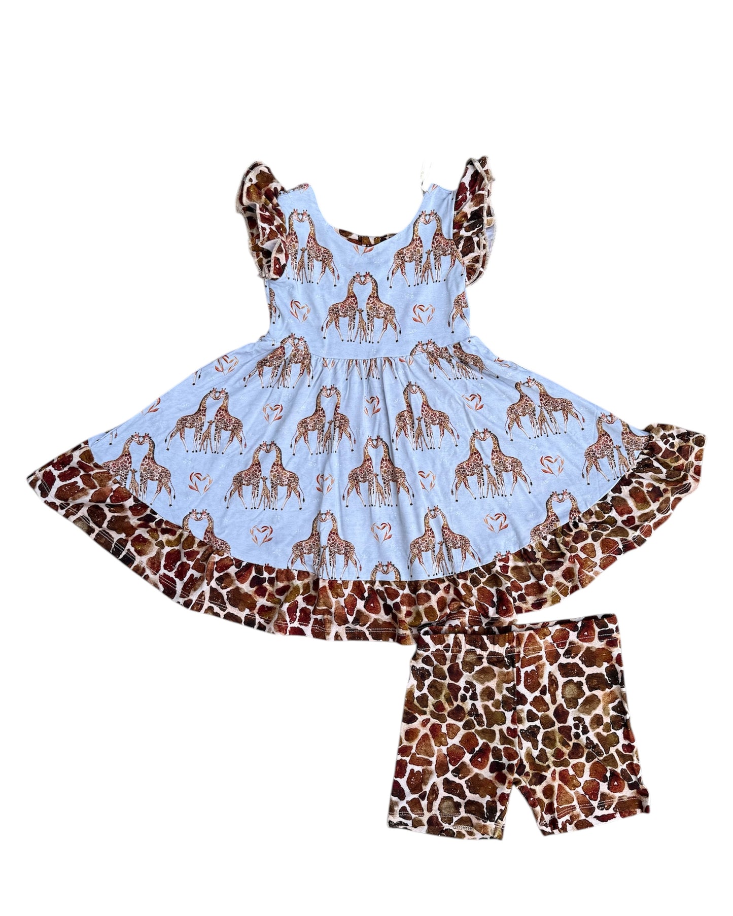 “You Bet Giraffe I’m Cute” Twirl with Biker Shorts Set