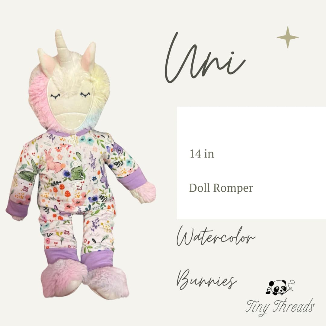 Watercolor Bunnies Doll Romper