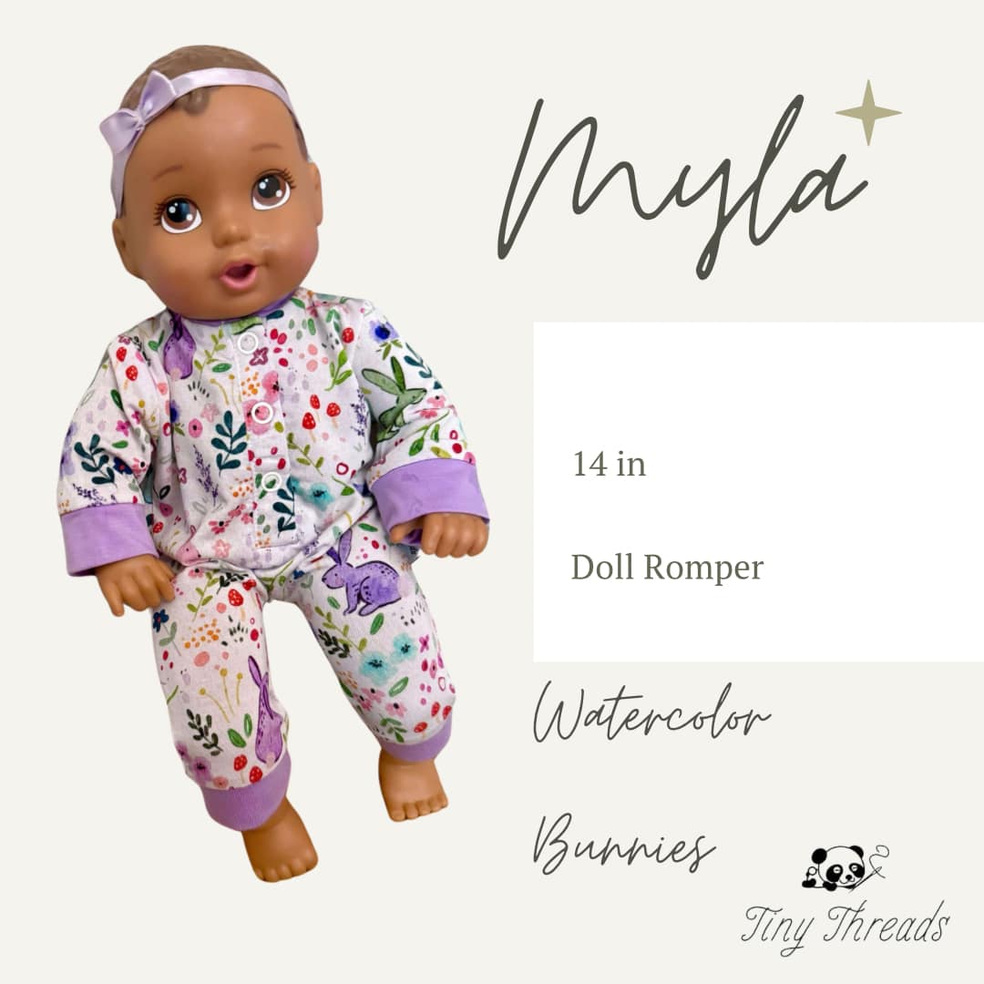 Watercolor Bunnies Doll Romper