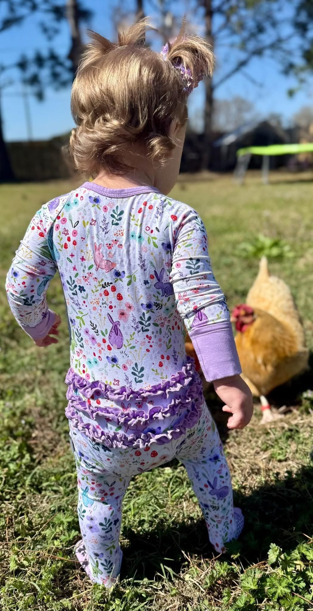 Watercolor Bunnies Ruffle Zippy
