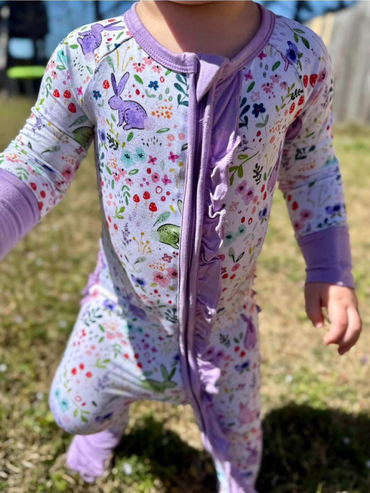 Watercolor Bunnies Ruffle Zippy