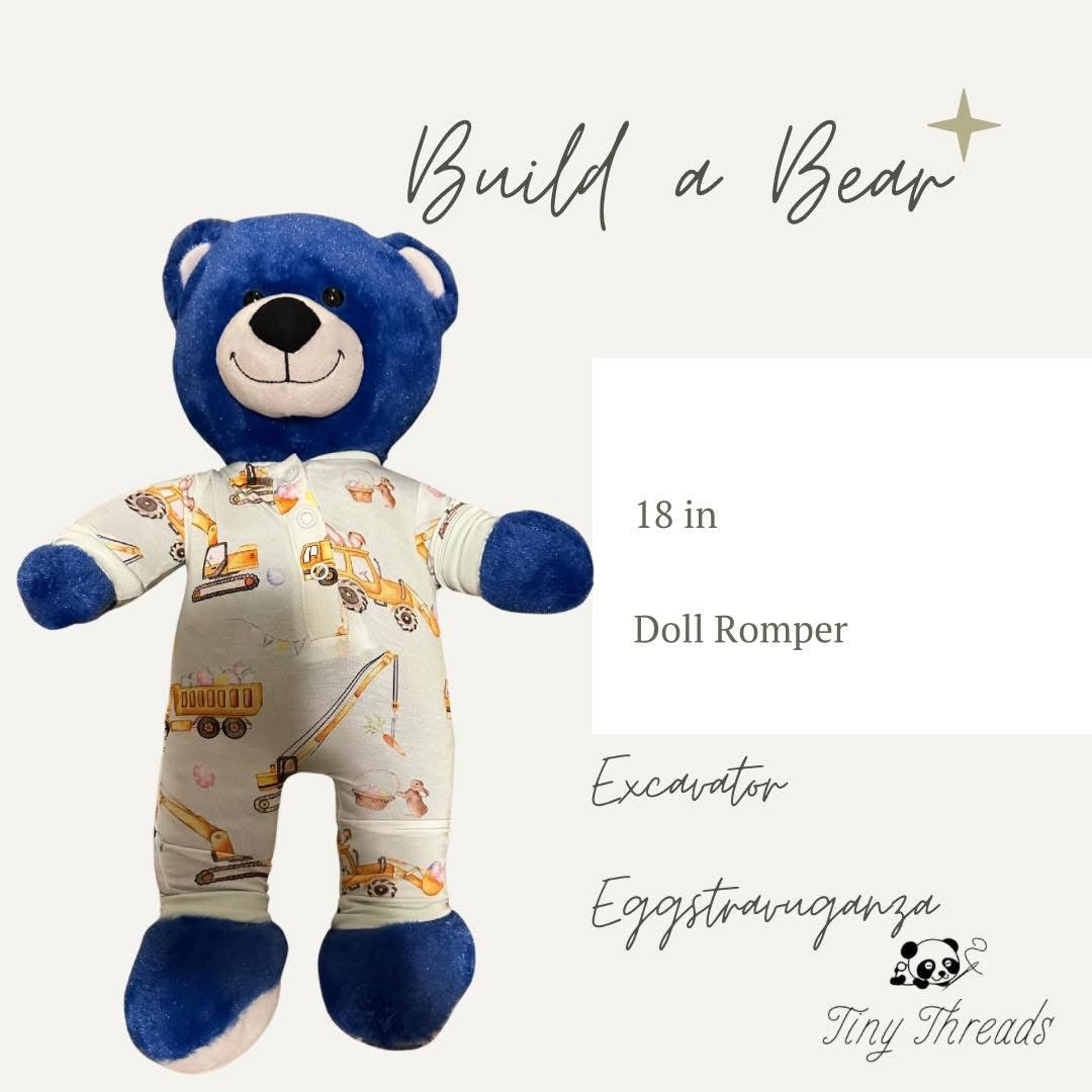 “Excavator Eggstravaganza” Doll Romper