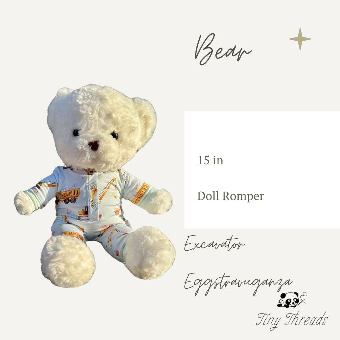 “Excavator Eggstravaganza” Doll Romper