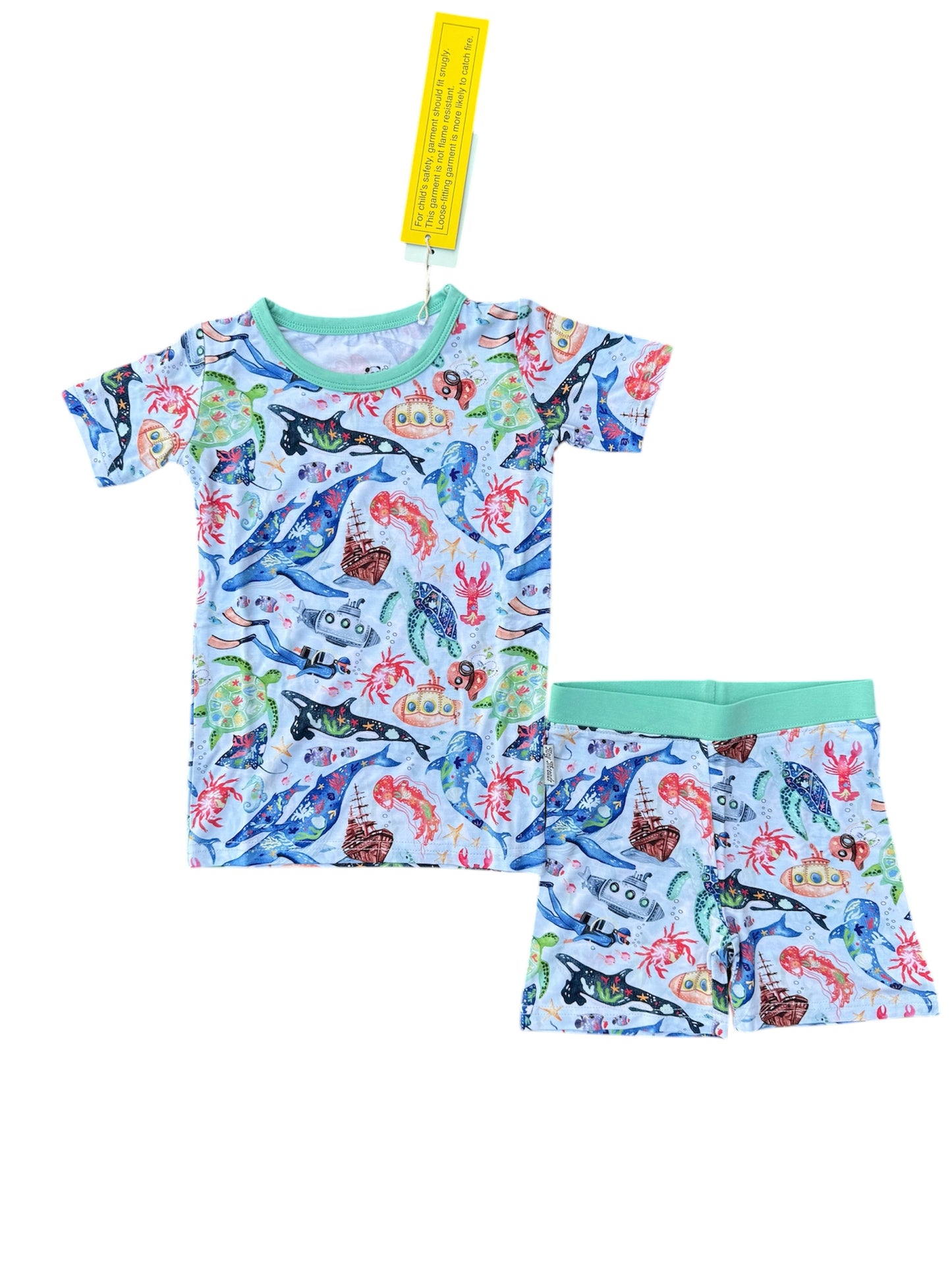 Tiny Sea Treasures Two-Piece Pajamas Short Sleeved and Shorts