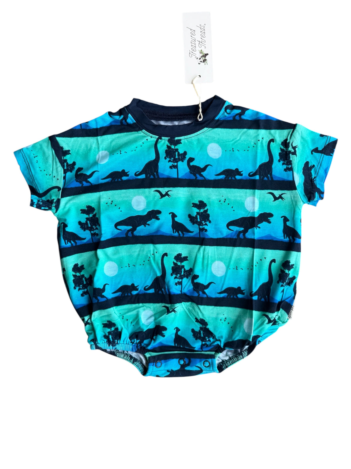 Dinos After Dark Short Sleeved Bubble Romper