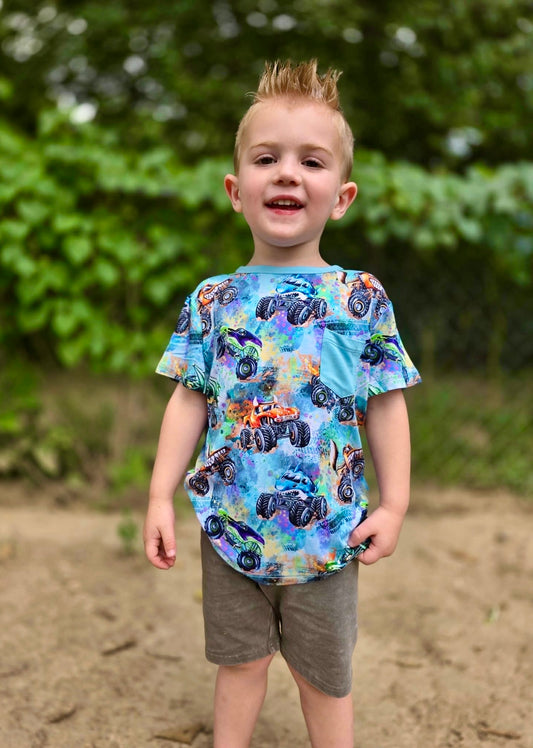 “Monster Truck Mayhem” Pocket T-Shirt
