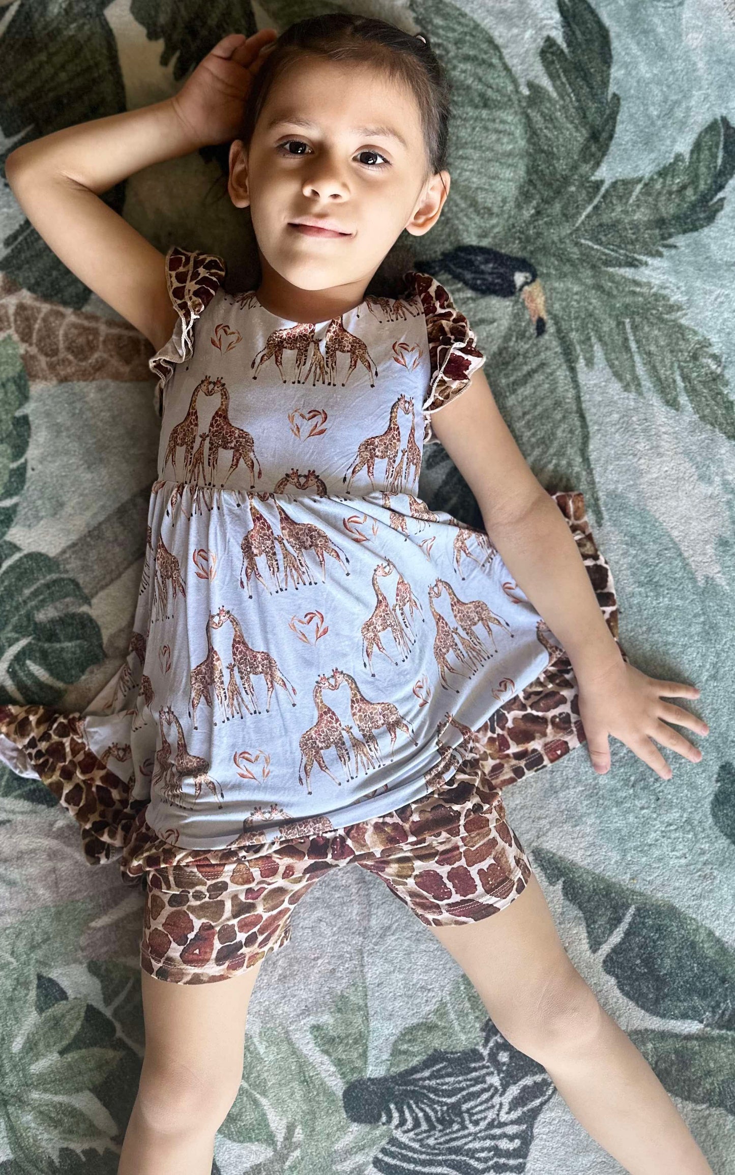 “You Bet Giraffe I’m Cute” Twirl with Biker Shorts Set