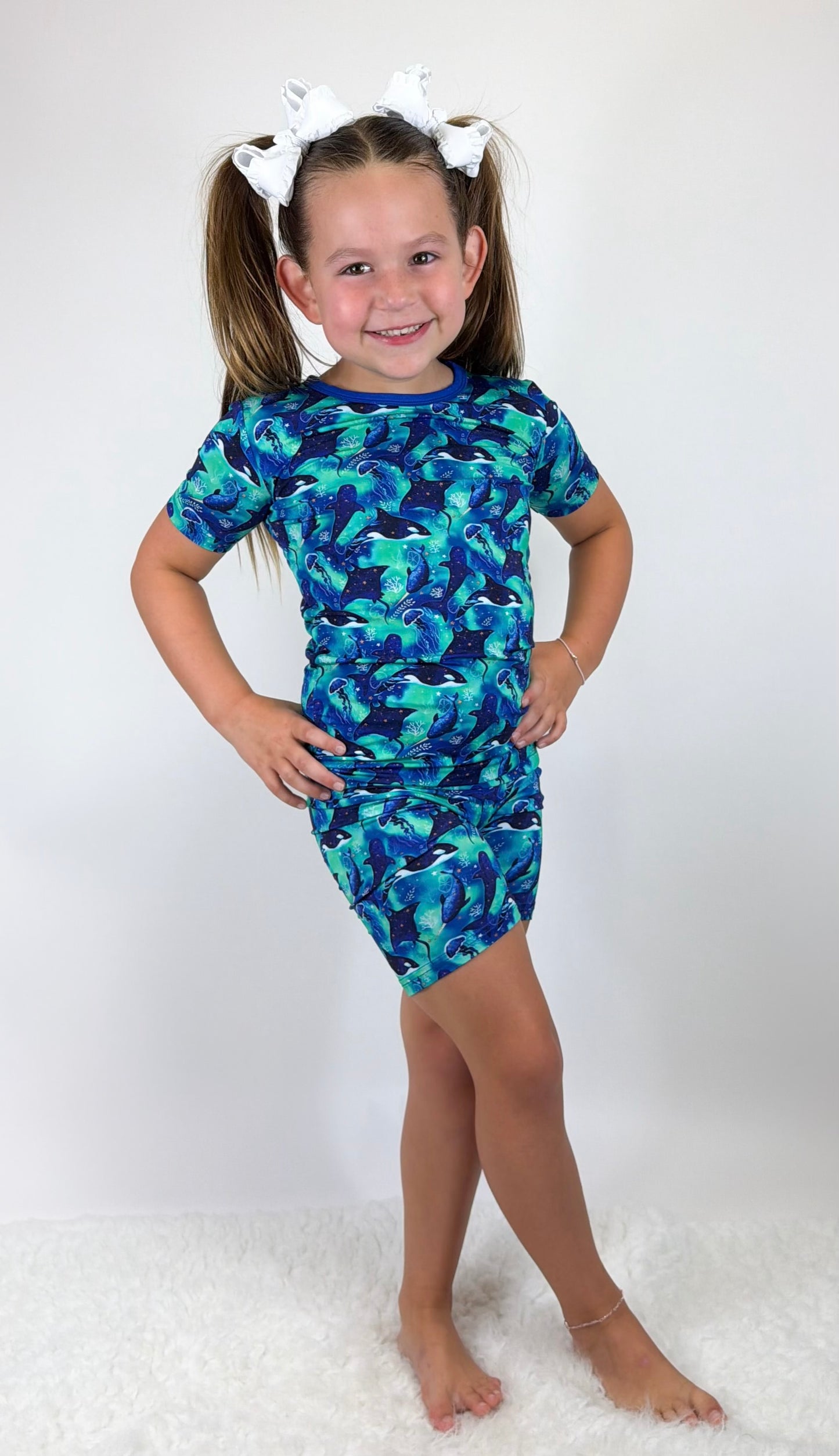 Starlit Seas Two-Piece Pajamas Short Sleeved and Shorts