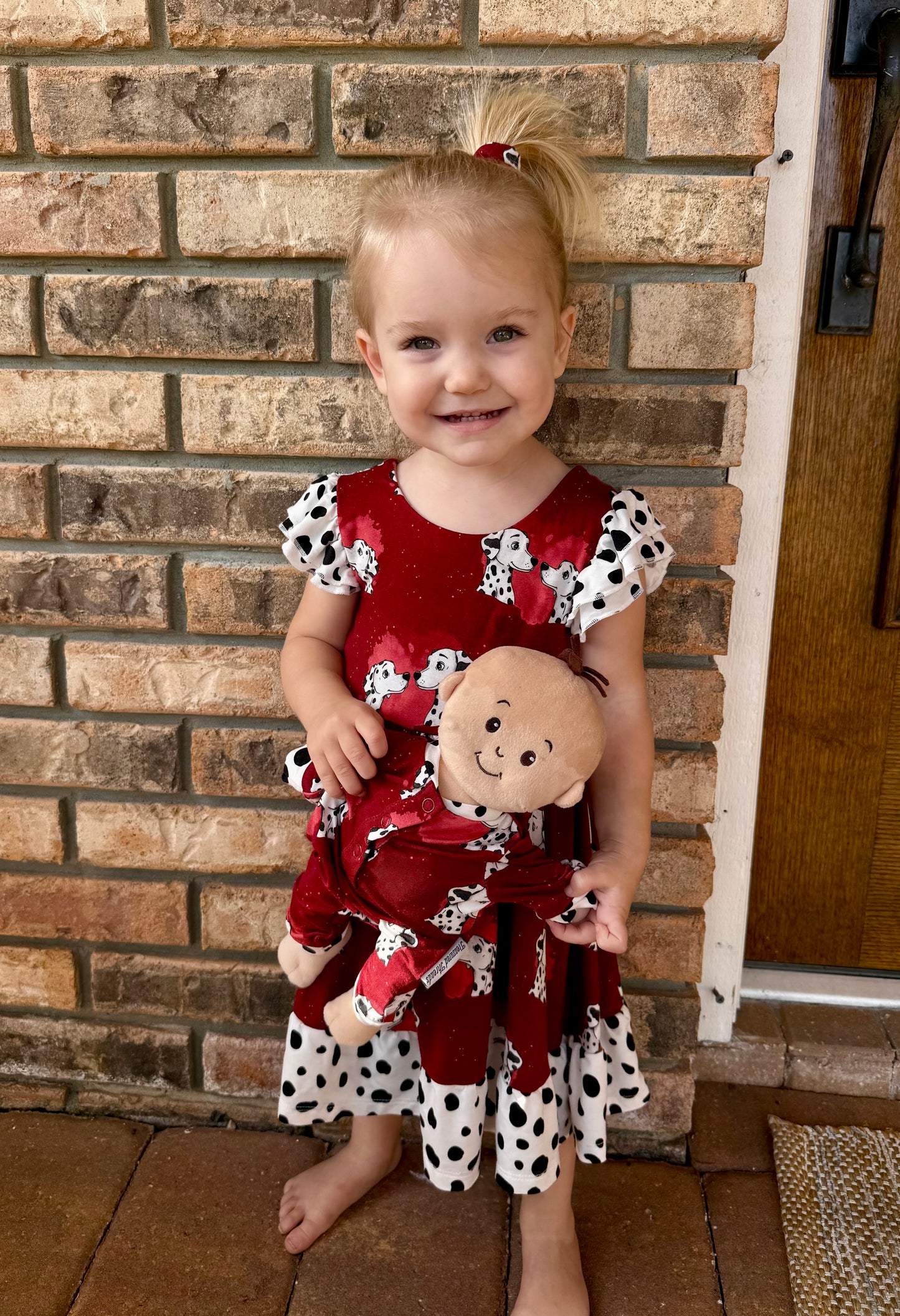 “Darling Dalmatians” Doll Romper