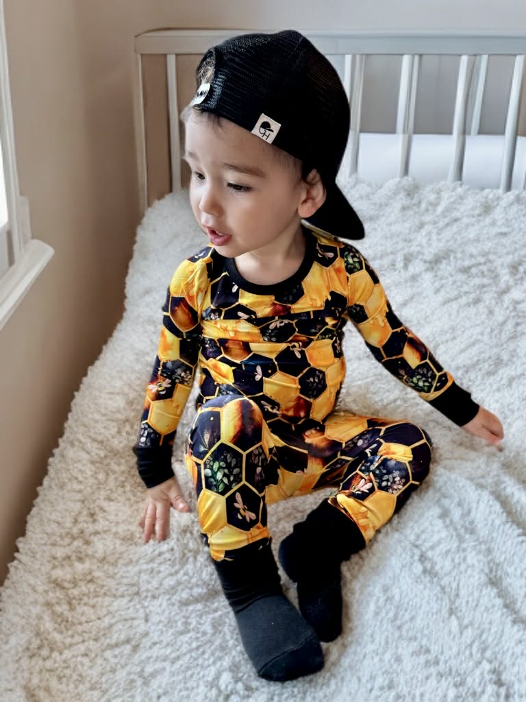 "Bee Happy" Two-Piece Pajamas Long Sleeved and Pants