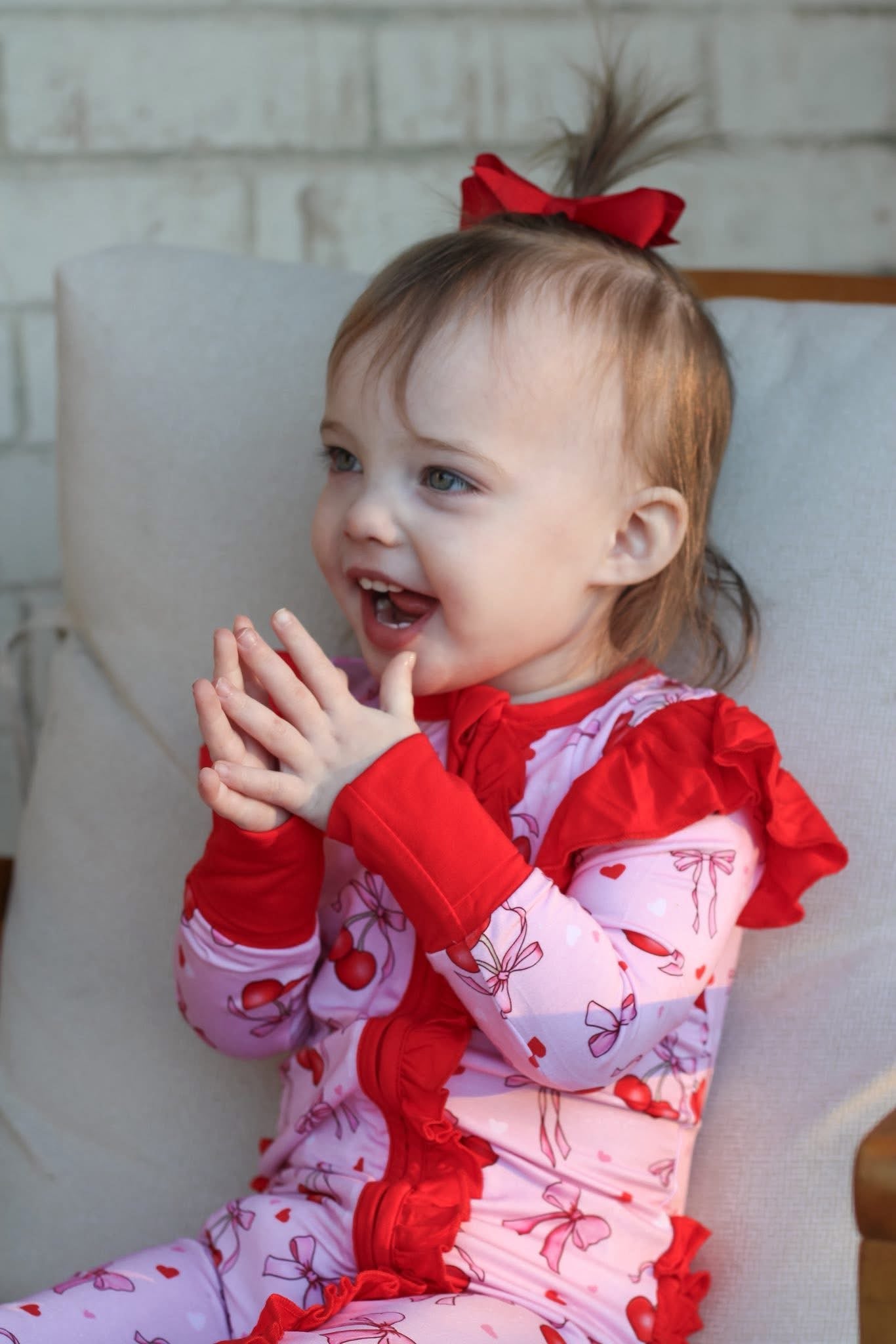 “Cherry Bow Bliss” Ruffle Zippy