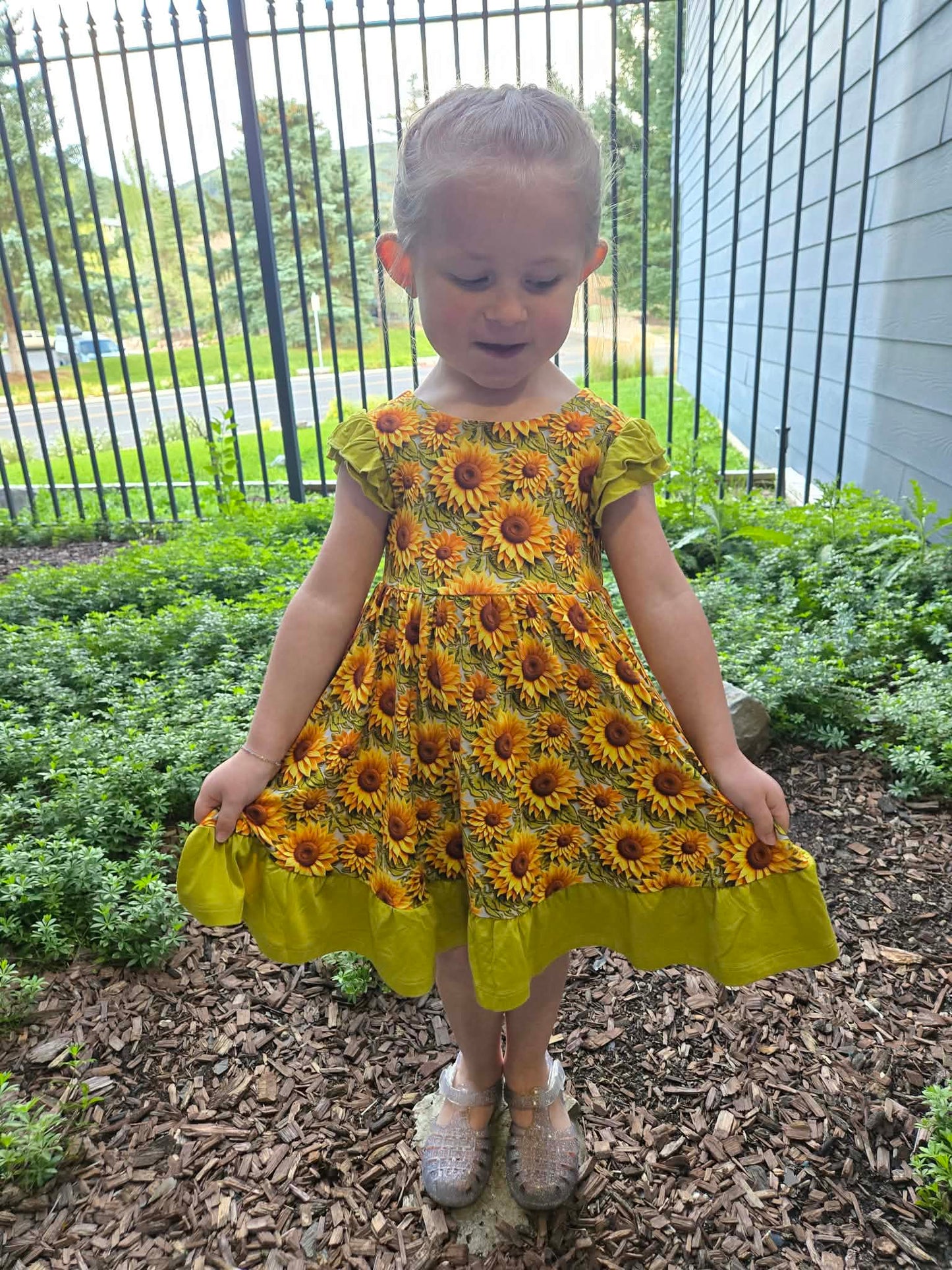 Sunflower Meadow Twirl with Bow Back
