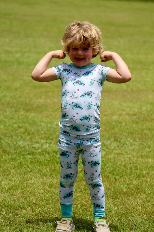 Turtally Beachin’ Two-Piece Pajamas Short Sleeved and Pants