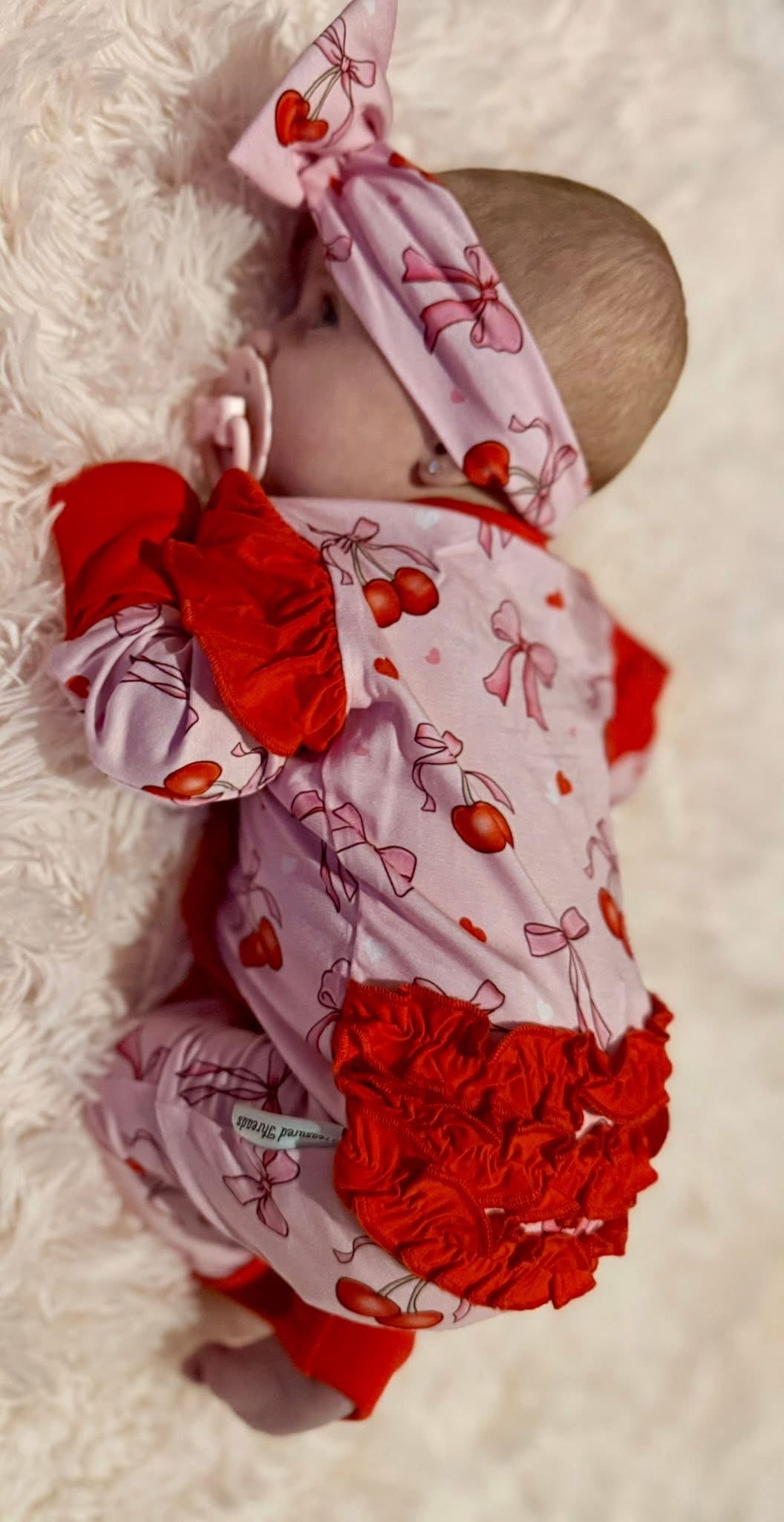 “Cherry Bow Bliss” Ruffle Zippy