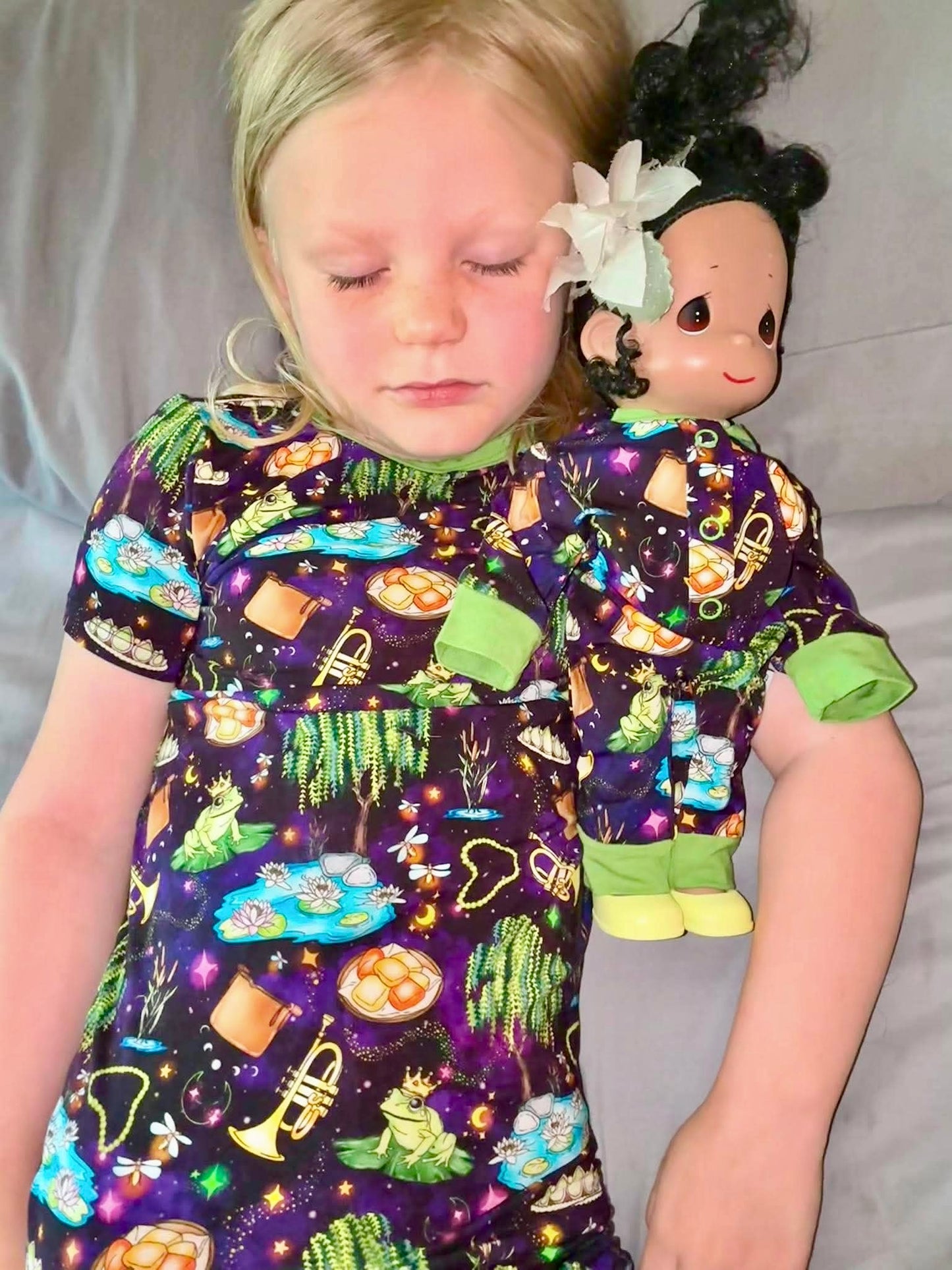 “Fireflies & Frog Kisses” Two-Piece Pajamas Short Sleeved and Shorts