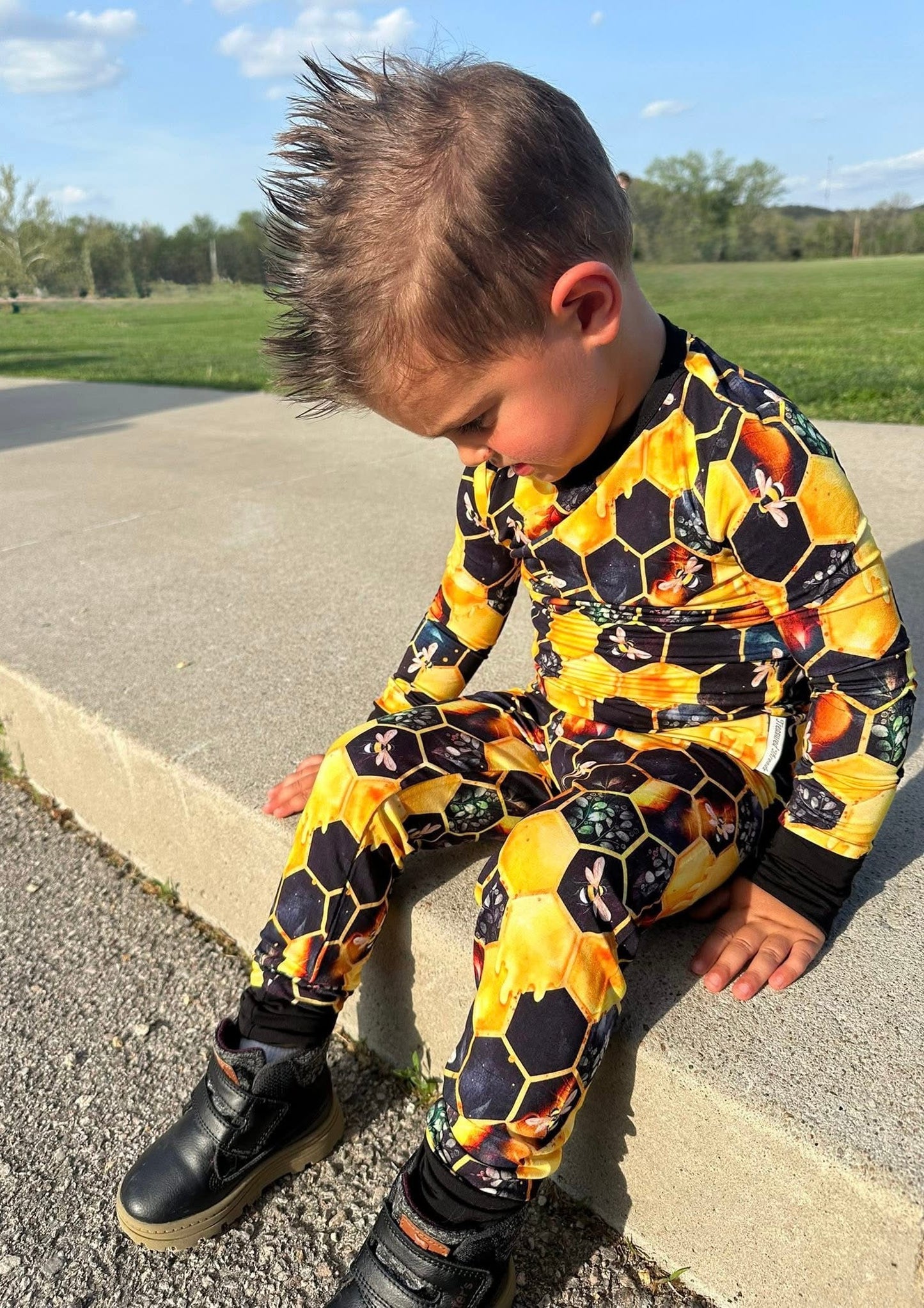 "Bee Happy" Two-Piece Pajamas Long Sleeved and Pants