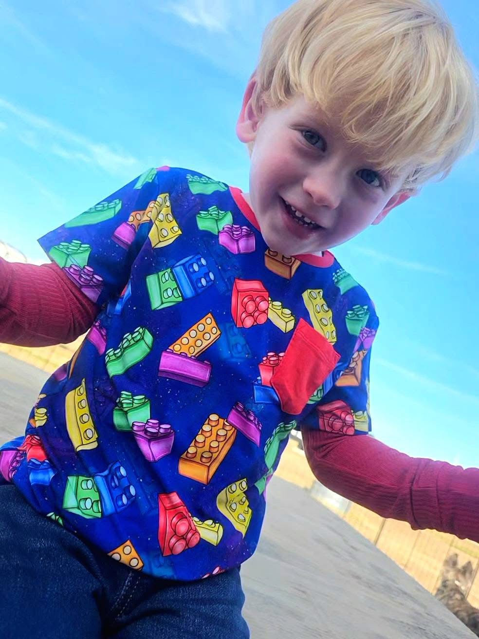 “Color Burst Blocks” Pocket T-Shirt