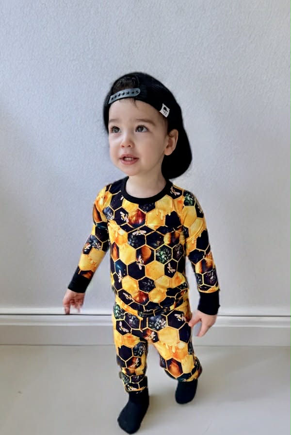 "Bee Happy" Two-Piece Pajamas Long Sleeved and Pants