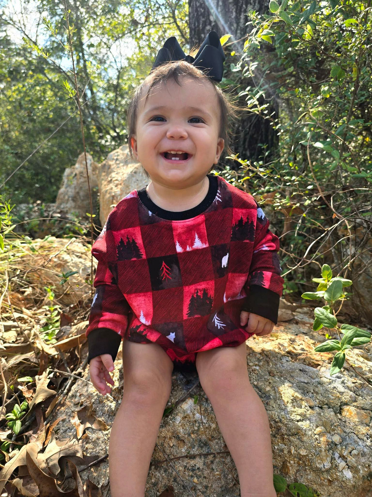Into the Pines Long Sleeved Bubble Romper