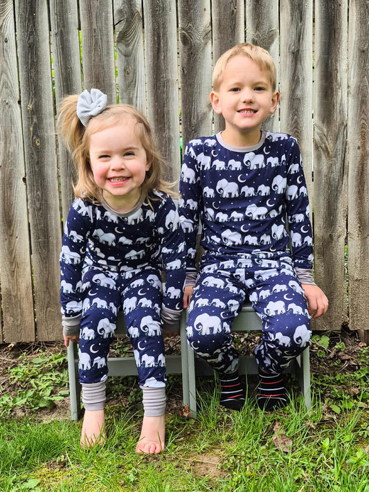 "Elephants" Two-Piece Pajamas Long Sleeved and Pants