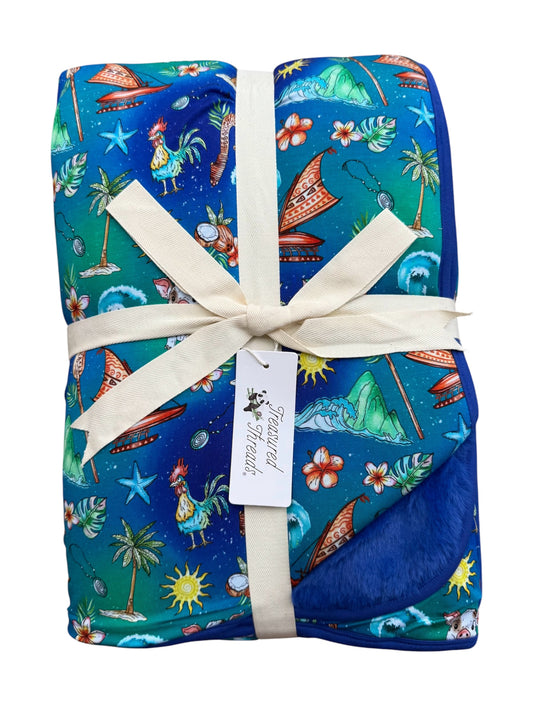 “Oceans Calling” Quilted Blanket with plush backing