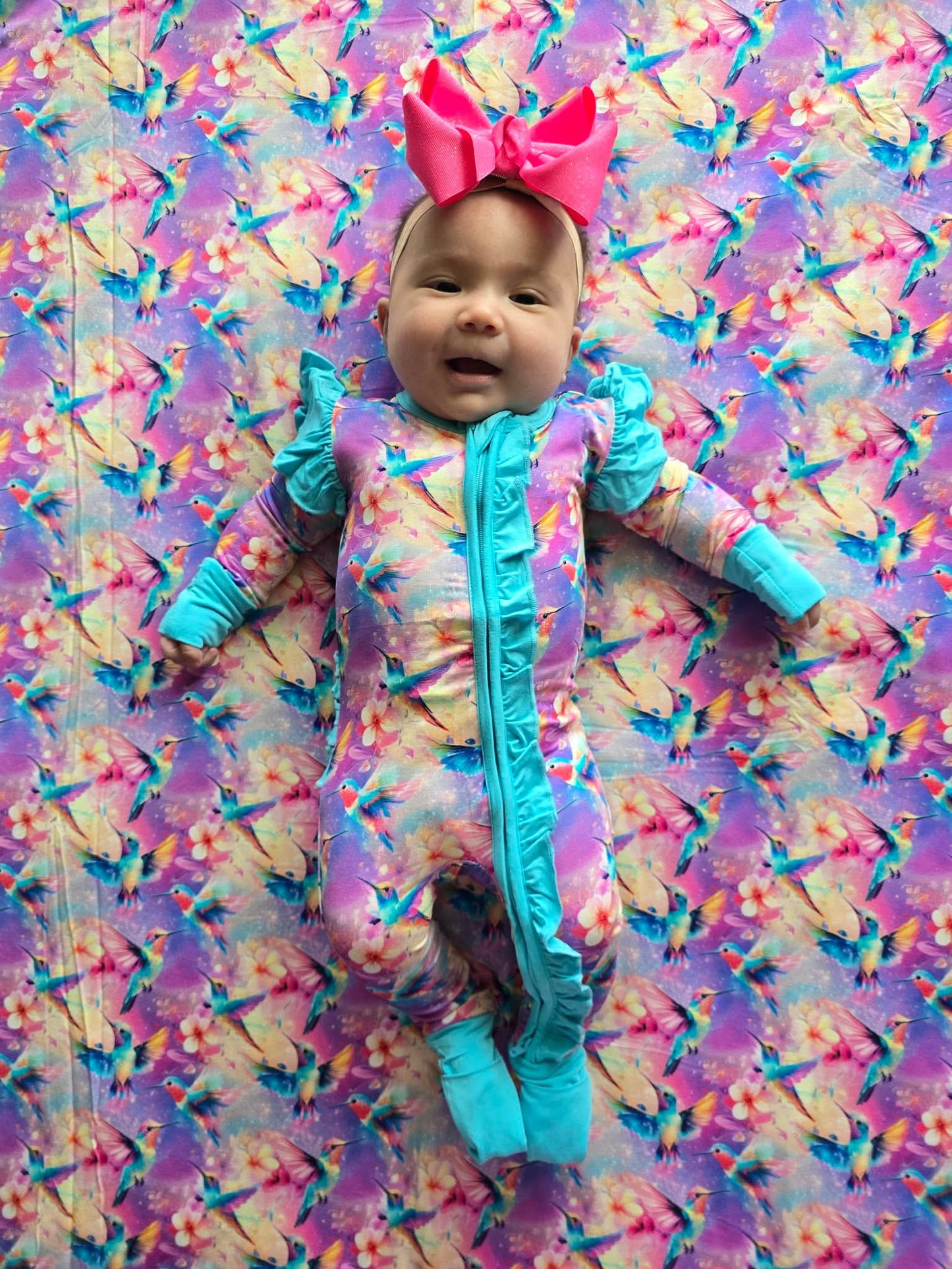 “Hummingbird Haven” Ruffle Zippy