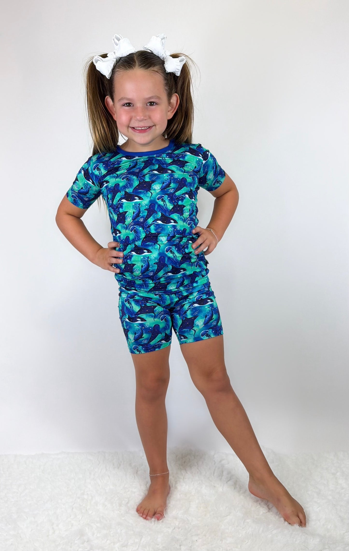 Starlit Seas Two-Piece Pajamas Short Sleeved and Shorts