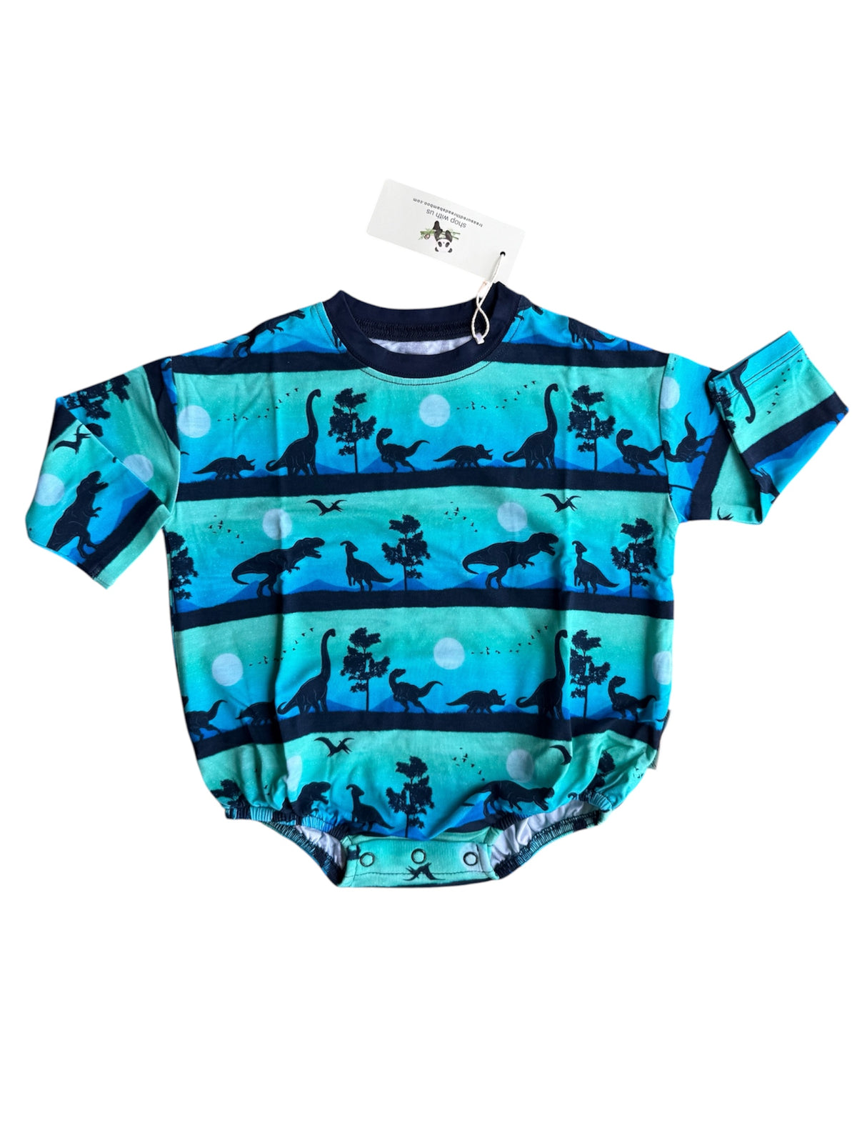 Dinos After Dark Long Sleeved Bubble Romper