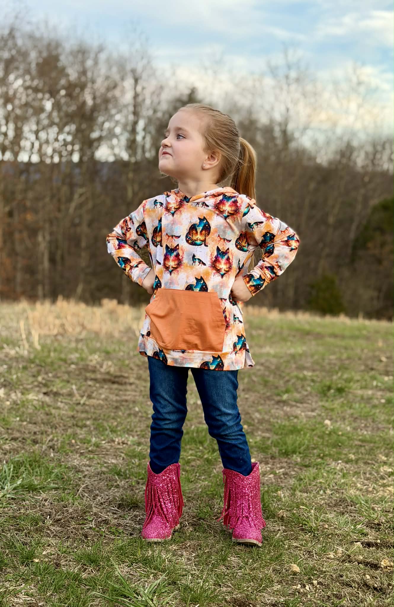 “Whimsical Foxes” Pull Over Hoodie