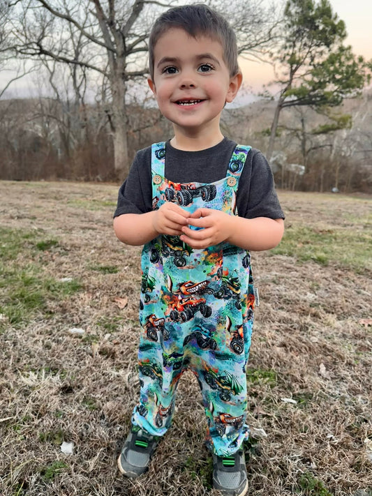 “Monster Truck Mayhem” Overalls (overalls only)