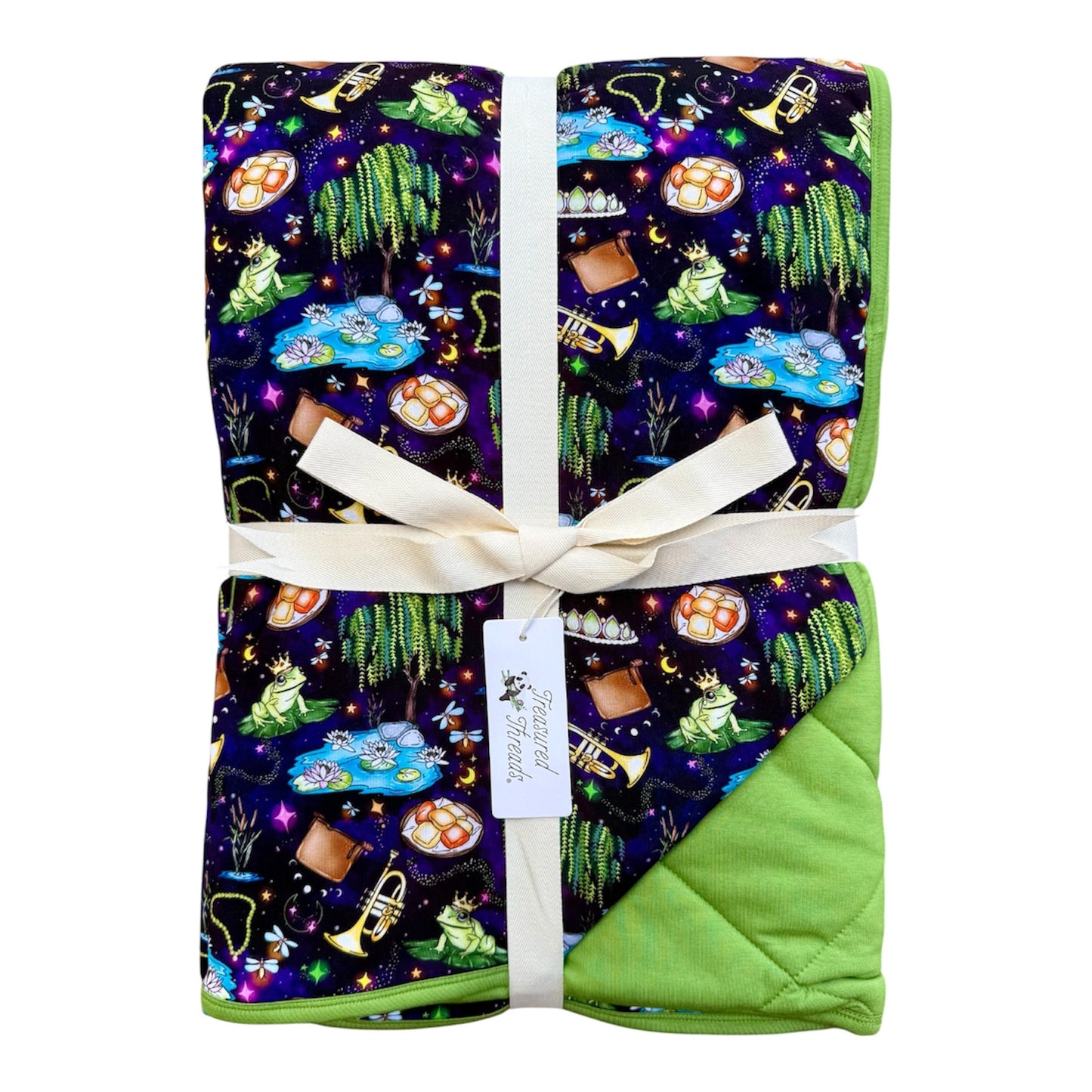 “Fireflies & Frog Kisses” Quilted Blanket