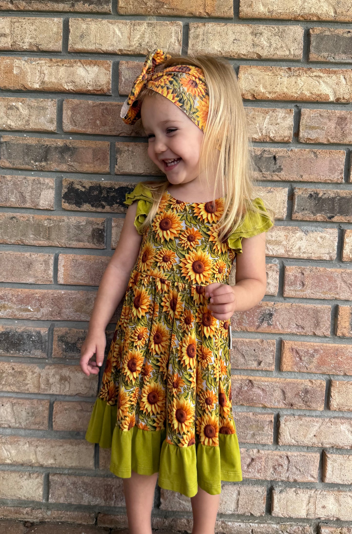 Sunflower Meadow Twirl with Bow Back
