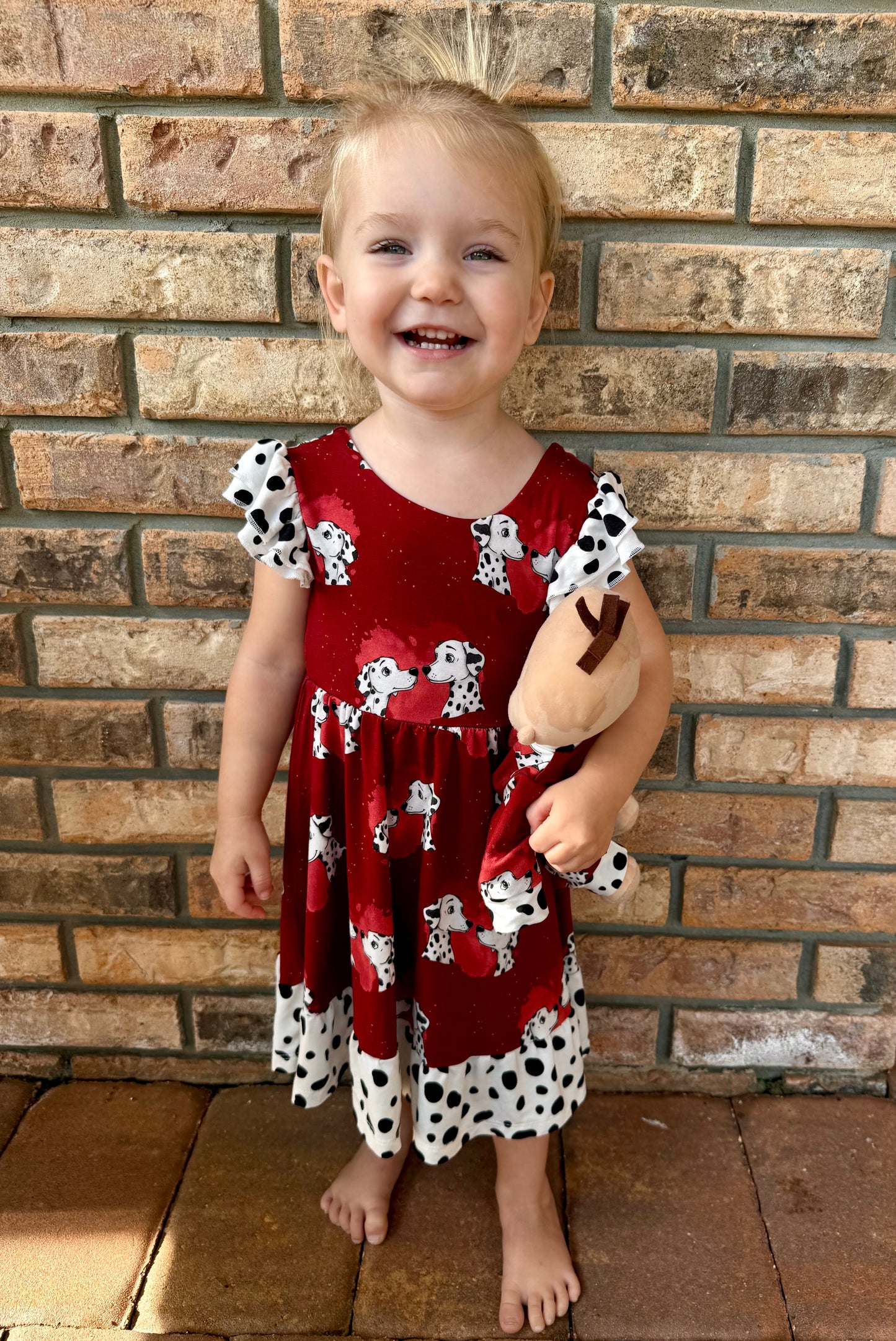 “Darling Dalmatians” Doll Romper
