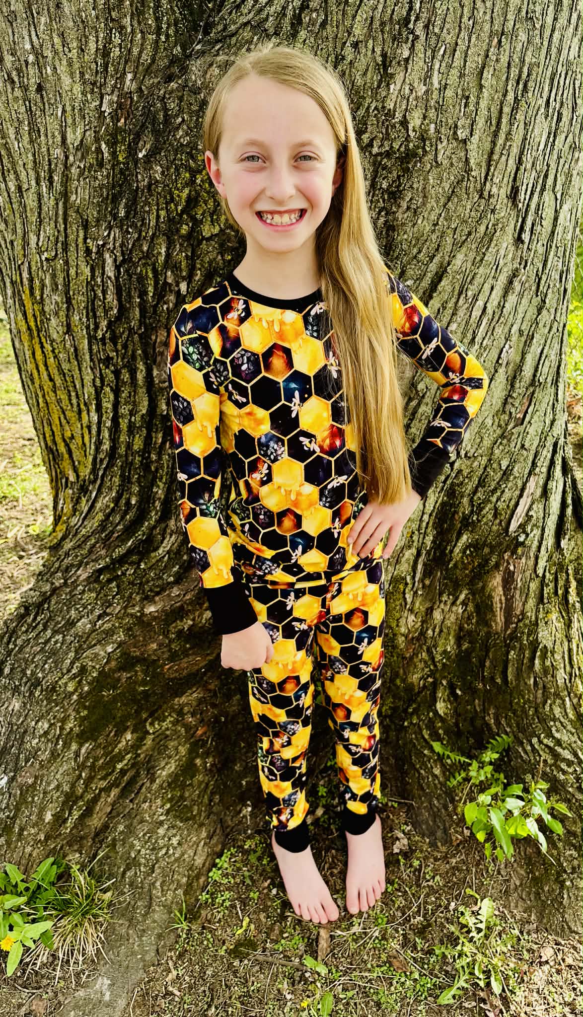 "Bee Happy" Two-Piece Pajamas Long Sleeved and Pants