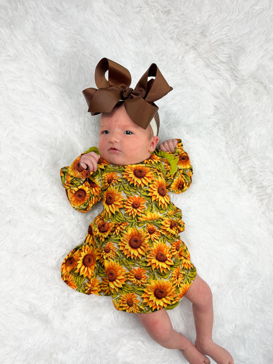 Sunflower Meadow Bodysuit Twirl with Bow Back