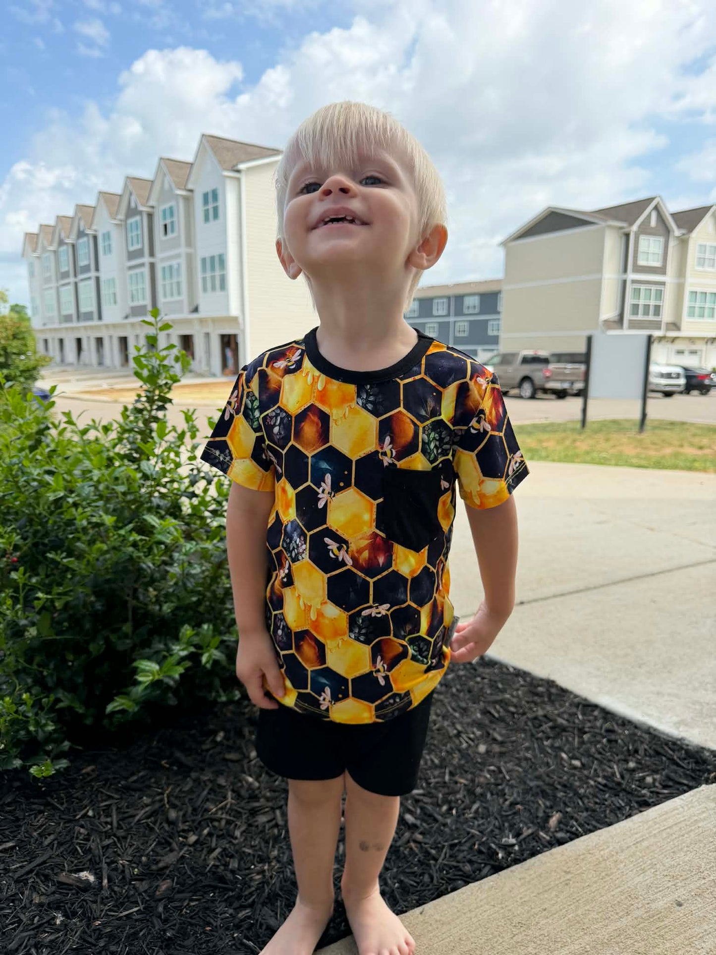 "Bee Happy" Pocket T-Shirt