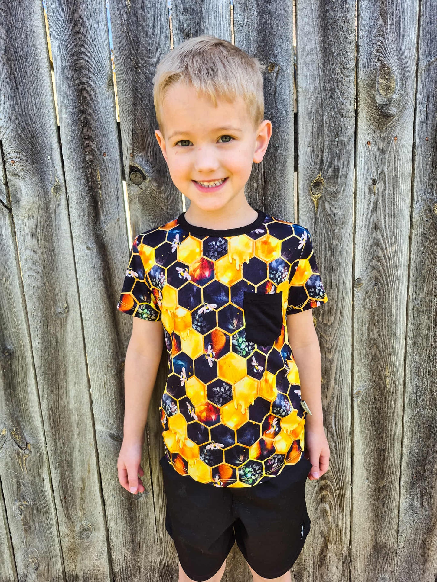 "Bee Happy" Pocket T-Shirt