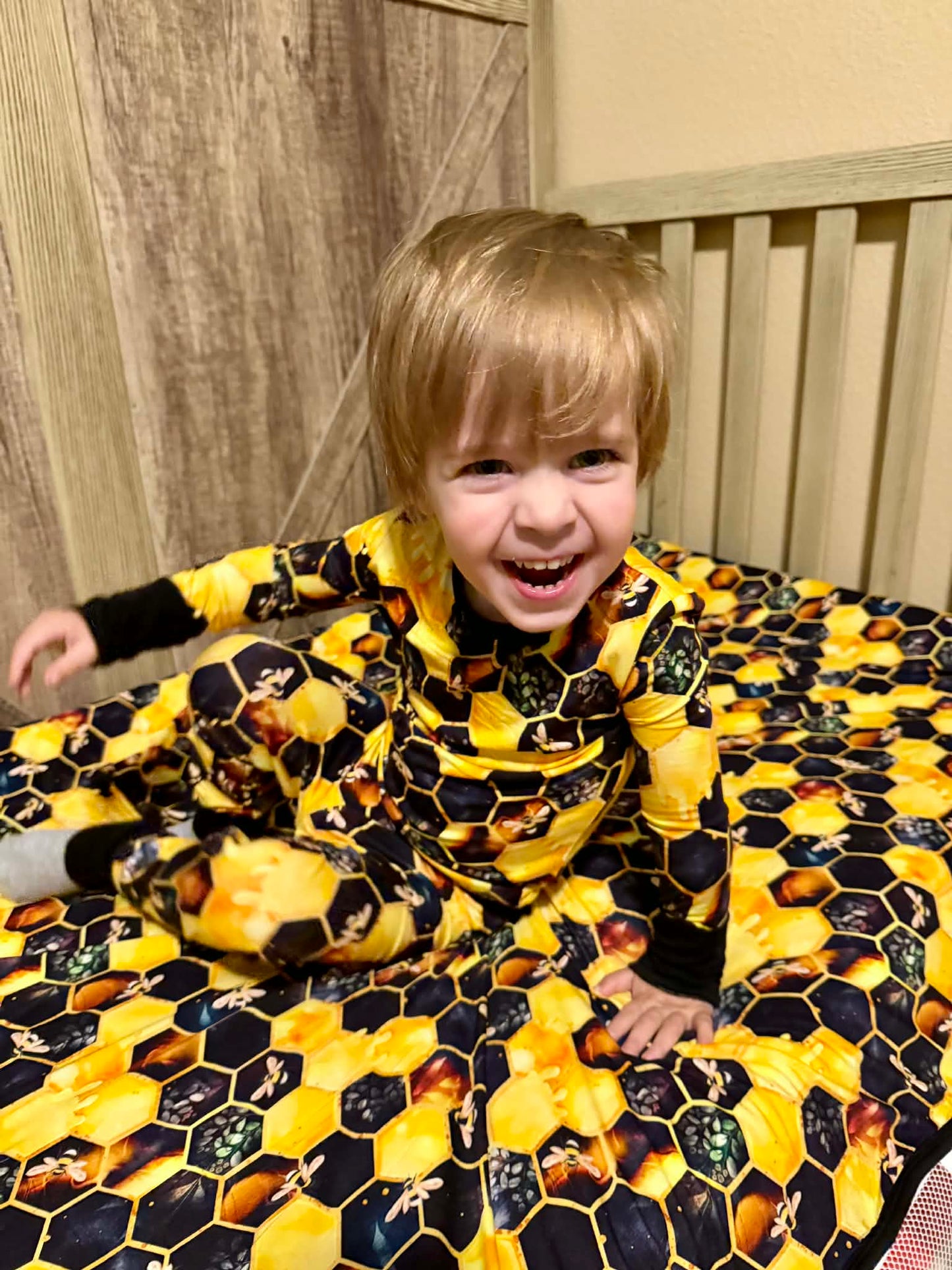 "Bee Happy" Two-Piece Pajamas Long Sleeved and Pants