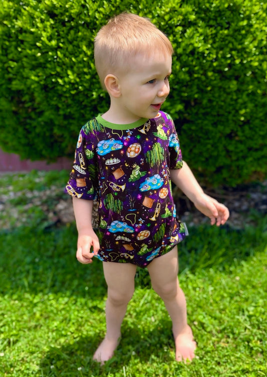 “Fireflies & Frog Kisses” Bubble Romper