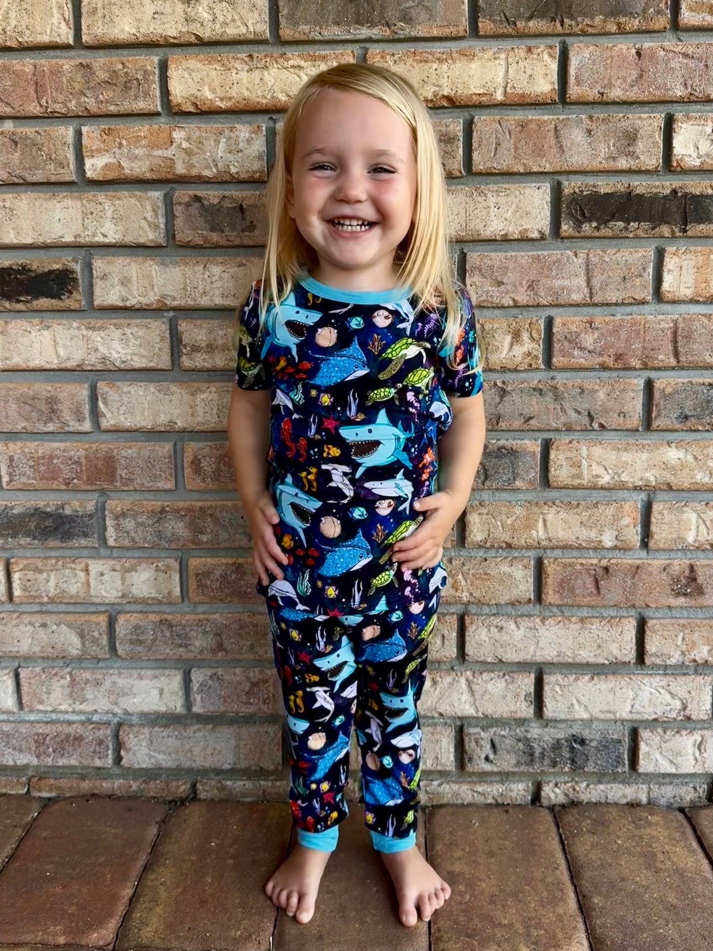 “Beyond The Reef” Two-Piece Pajamas Short Sleeved and Pants