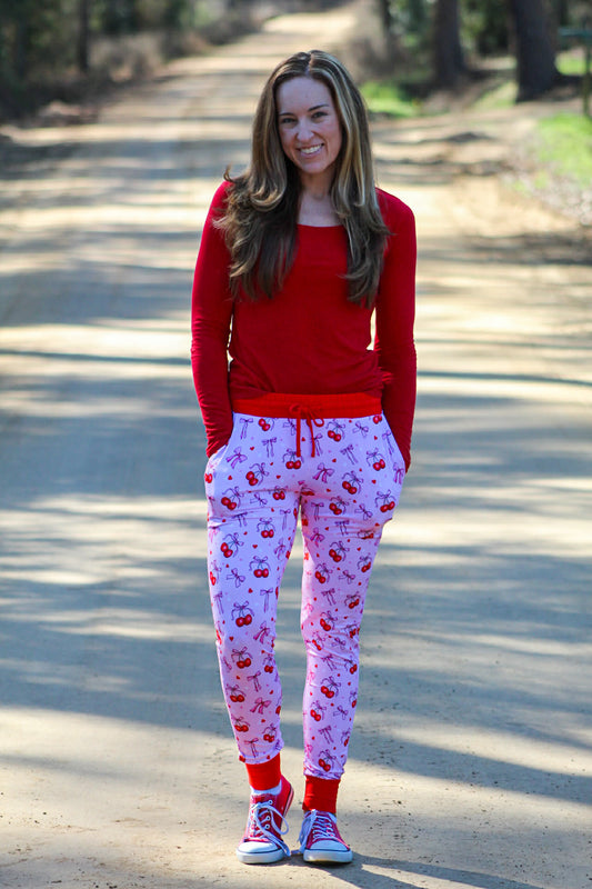 “Cherry Bow Bliss” Woman’s Joggers