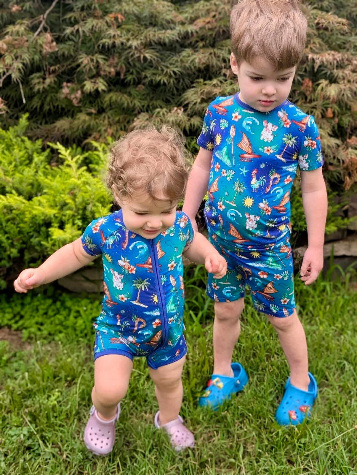 “Oceans Calling” Two-Piece Pajamas Short Sleeved and Shorts